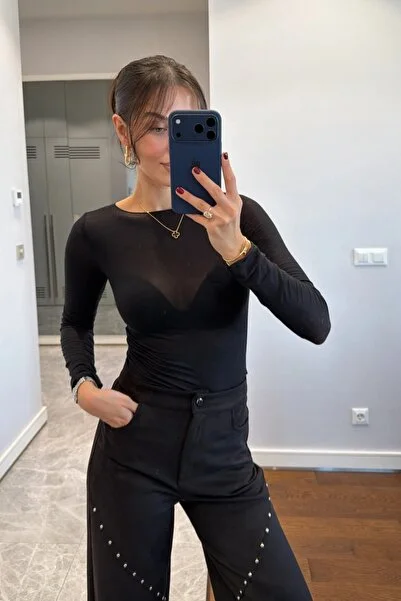 KAYIK YAKA TRANSPARAN BLUZ