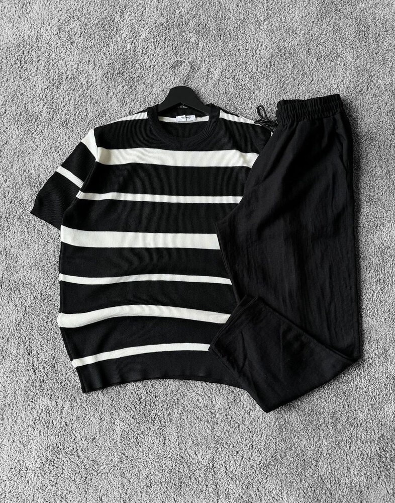 Rahat kalıp Triko T-shirt - Keten Pantolon